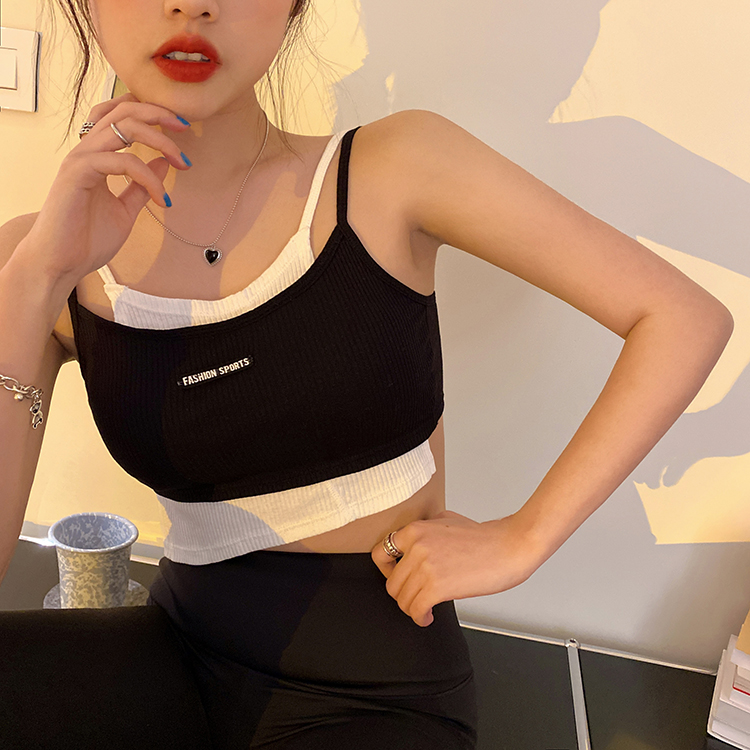 Áo Hai Dây Nữ In Chữ Phong Cách Hàn Quốc