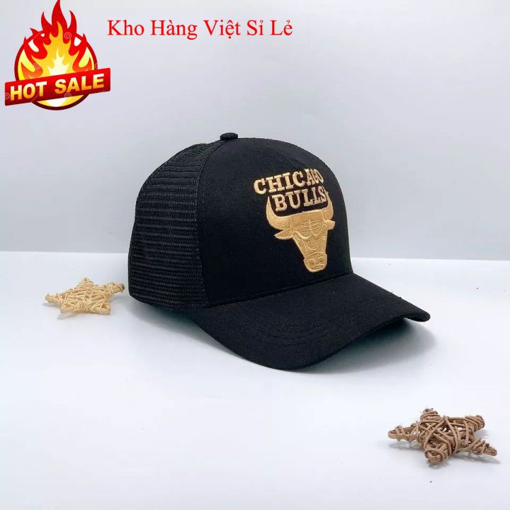 Mũ lưỡi trai logo trâu vàng cá tính ♥️FREESHIP♥️ Nón kết phối lưới CHICAGO BULLS