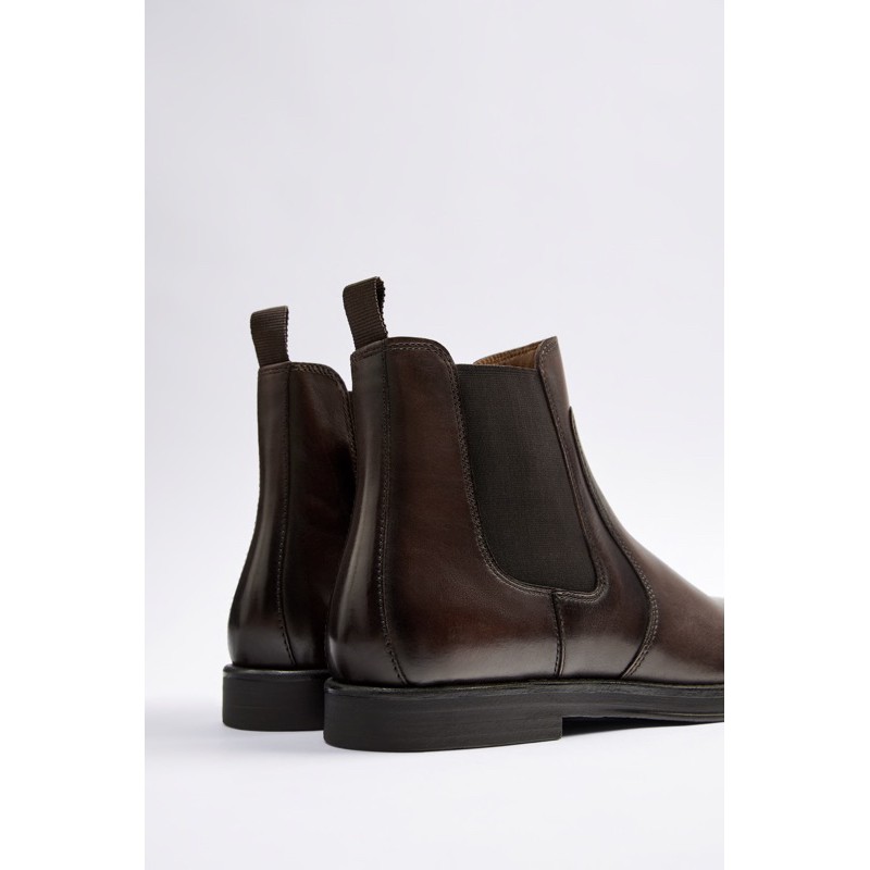 Giày boots Zara authentic BROWN LEATHER ANKLE size 39 - 41