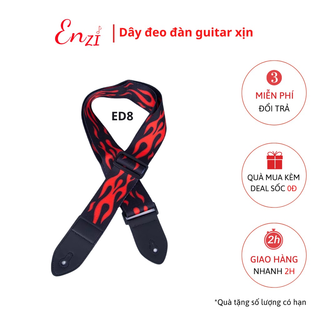 Dây đeo đàn guitar ukulele ED8 đàn classic, acoustic ghi ta bass  ghita điện phối hình dày dặn chắc chắn Enzi