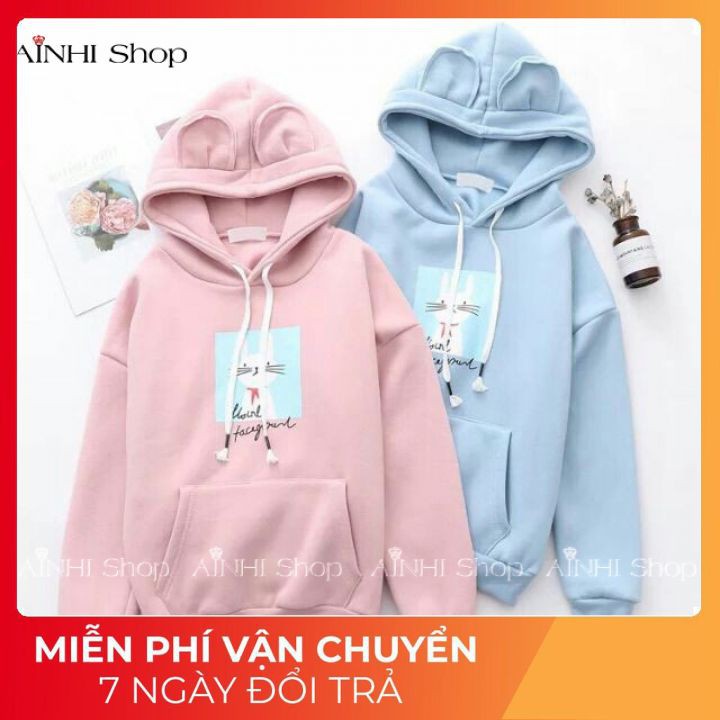 Áo Hoodie Nữ ❤️FREESHIP❤️ Áo Khoác Hoodie Vải Nỉ Nhiều Màu In Hình Mèo Cute - Áo Hoodie Free Size Dưới 60kg