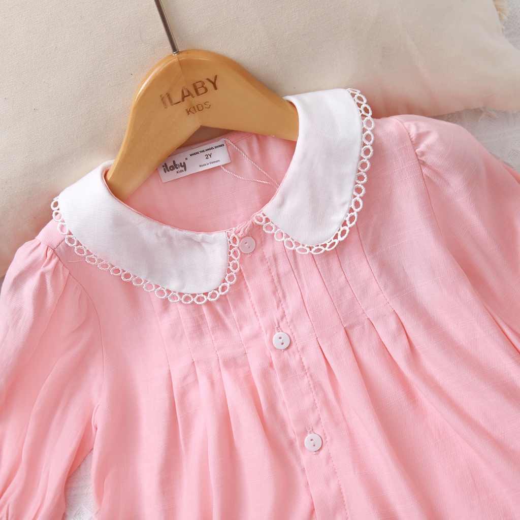 Set pyjama cho bé gái ILABY thiết kế cổ sen cách điệu [52IG05351021]