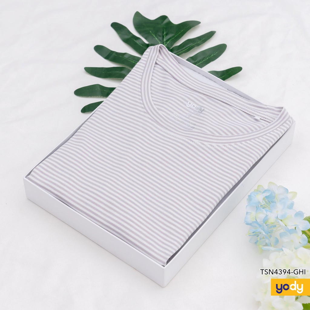 Áo Thun Nữ Kẻ YODY Ôm Body Cổ Tròn Chất Liệu 100% Cotton TSN4394