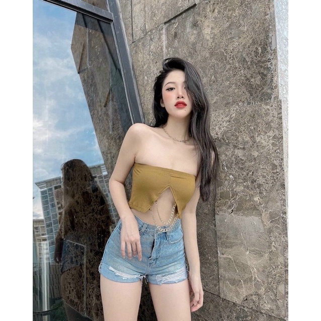 QUẦN SHORT JEANS THÊU TÚI