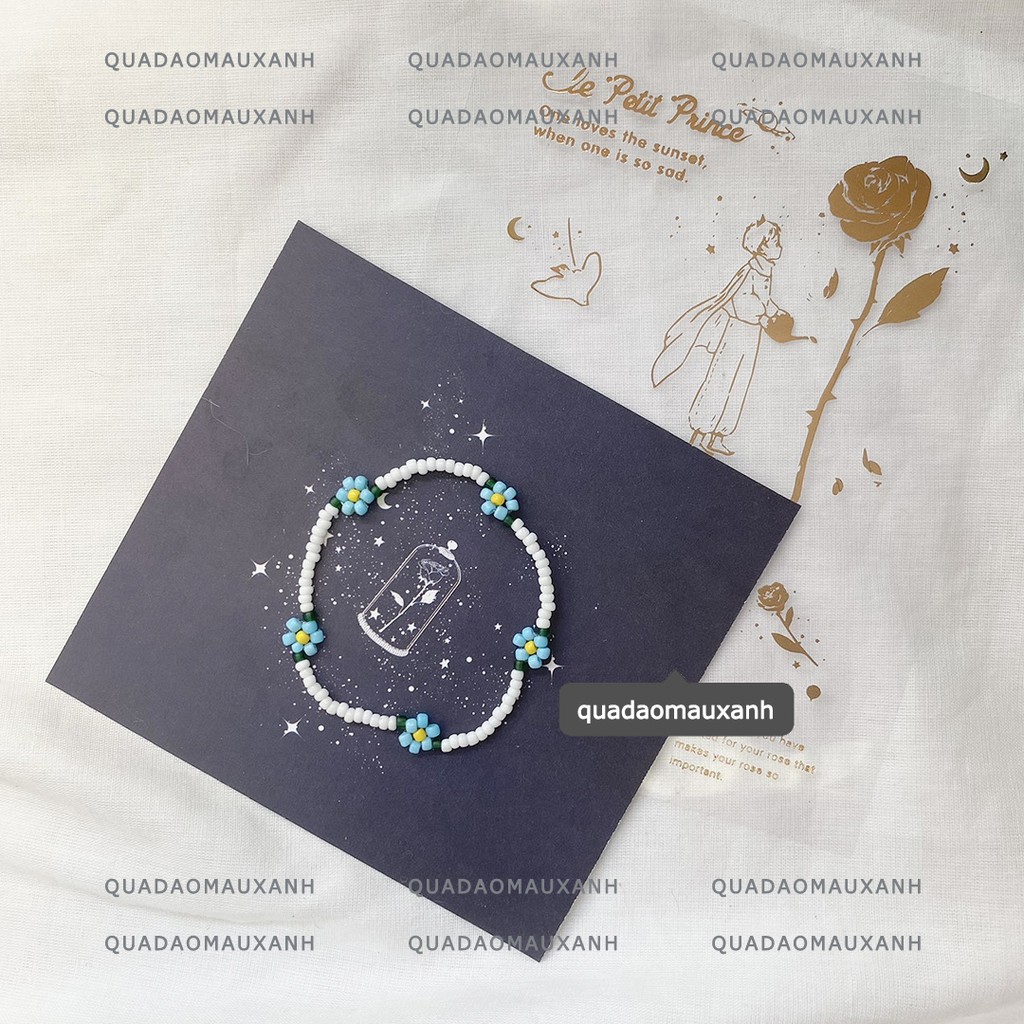 NCT Taeyong, vòng tay handmade hạt cườm trắng hoa cúc xanh #K-pop idol cheap moment #Quadaomauxanh