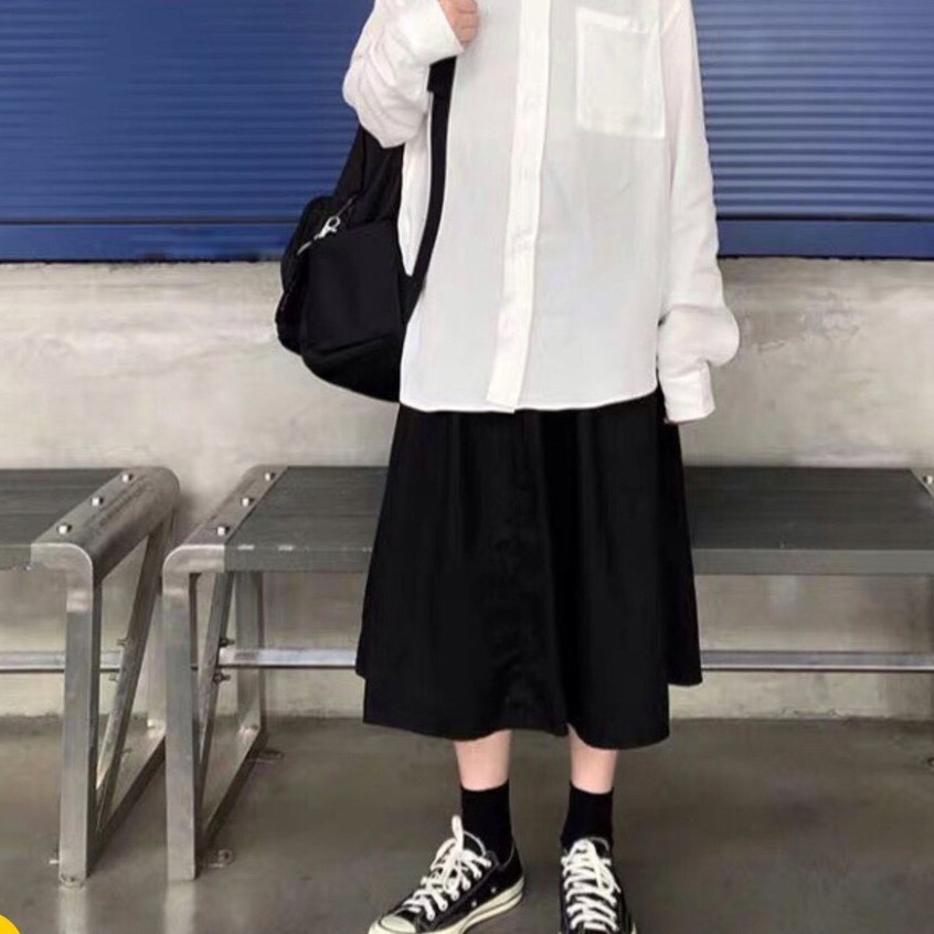 Chân Váy Dài Long Shirt Đũi Trơn (Ảnh thật) | BigBuy360 - bigbuy360.vn