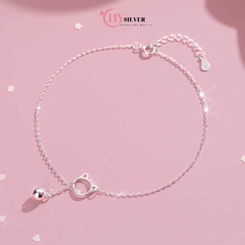 Lắc tay lắc chân bạc ta mèo kèm chuông dễ thương nhỏ xinh lắc nữ