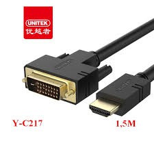 [Mã 2404EL10K giảm 10K đơn 20K] Cáp Chuyển HDMI Ra DVI 24+1 UNITEK Dài 1,5M,5M (YC217A,YC220A)