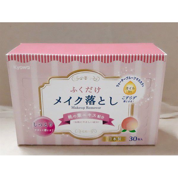 Set 30 tờ khăn ướt tẩy trang hương đào Kyowa hàng Nhật