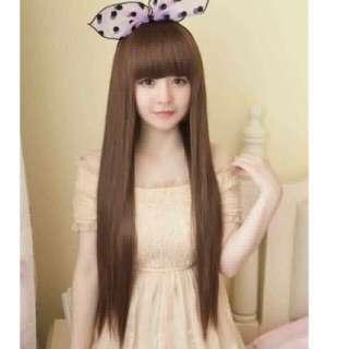 Tóc giả nguyên đầu thẳng đuôi lá