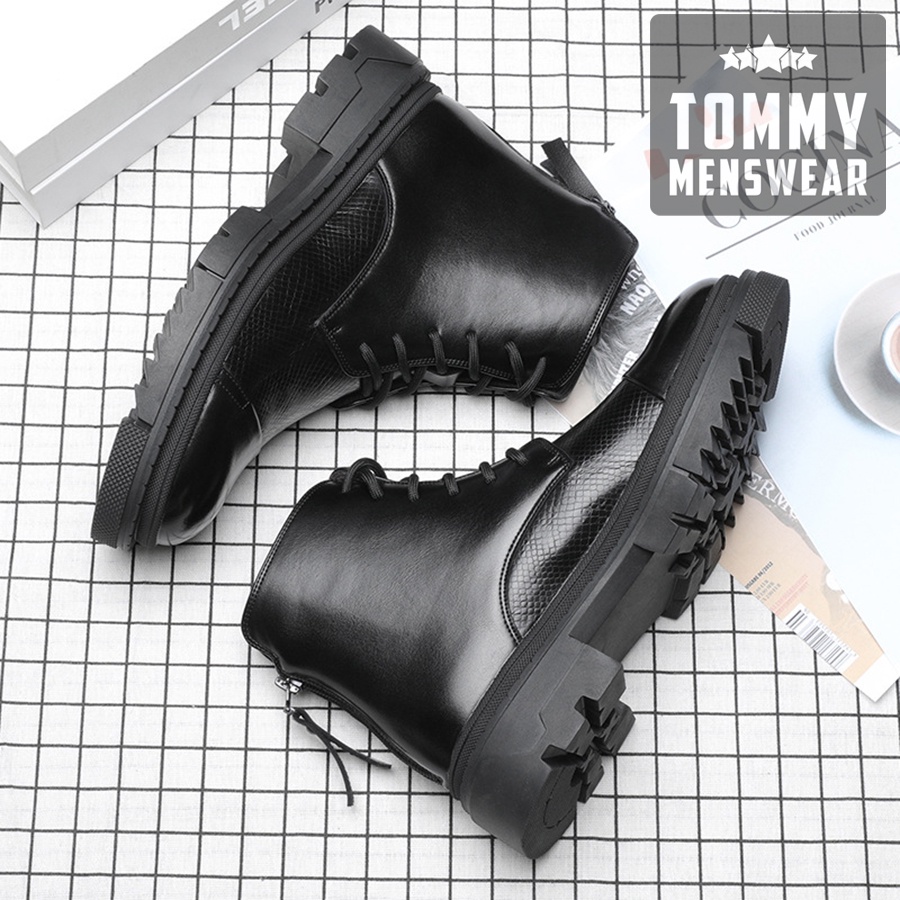 Giày Nam Da Bò Thật Cổ Cao Đen Hàn Quốc TOMMY Giày Boot Nam Đế Cao Bản Lĩnh Phái Mạnh GNK157 | BigBuy360 - bigbuy360.vn