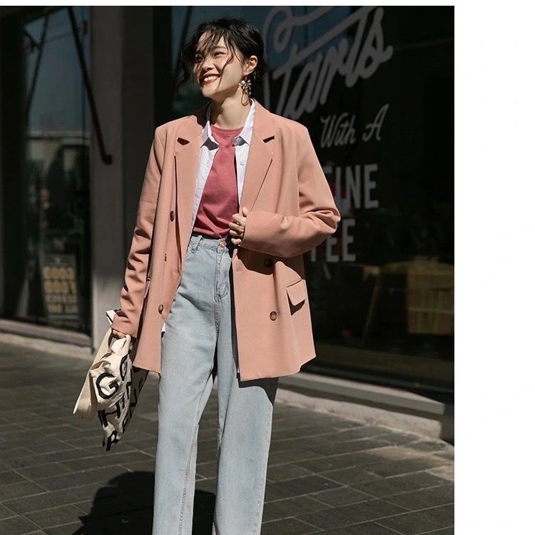 Áo khoác blazer mỏng có đệm vai nhiều màu sắc tùy chọn phong cách đường phố thời trang