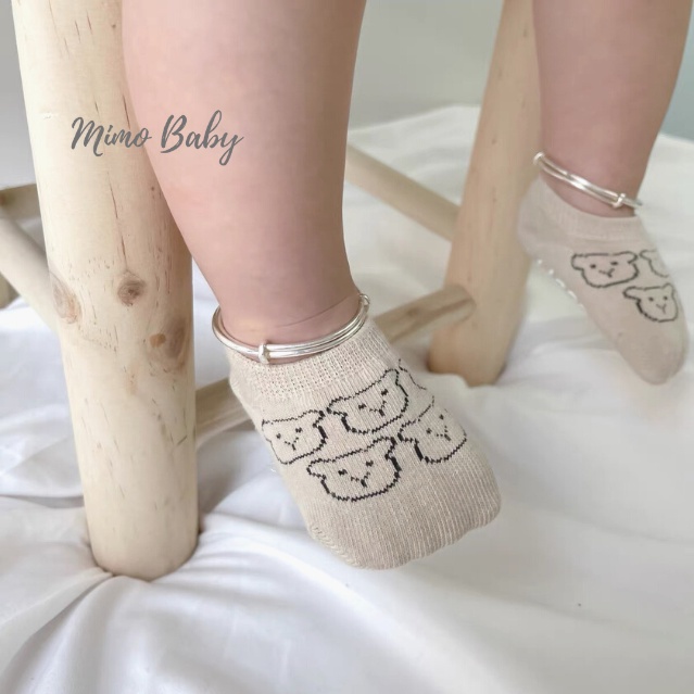 Tất vớ cổ ngắn chống trơn trượt in hình gấu dễ thương cho bé T34 Mimo Baby