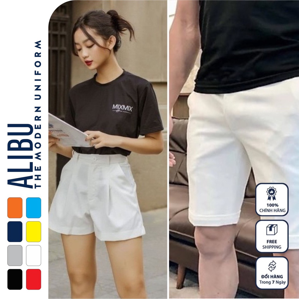 [Mã BMLT35 giảm đến 35K đơn 99K] Quần short kaki đôi nam nữ đi biển cao cấp vải kaki form thời trang dạo phố hè - ALIBU