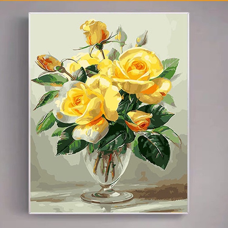 Tranh trang trí tự tô màu theo số Hoa trà BEE HAPYY BH4264