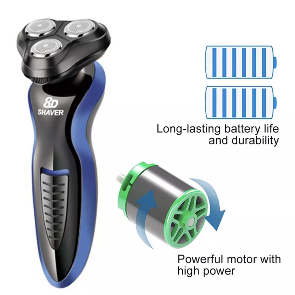 Máy Cạo Râu Đa Năng 8D Shaver S9228 3 in 1, cắt tóc, cạo dâu, tỉa lông mũi, Tặng thêm 3 lưỡi thay thế