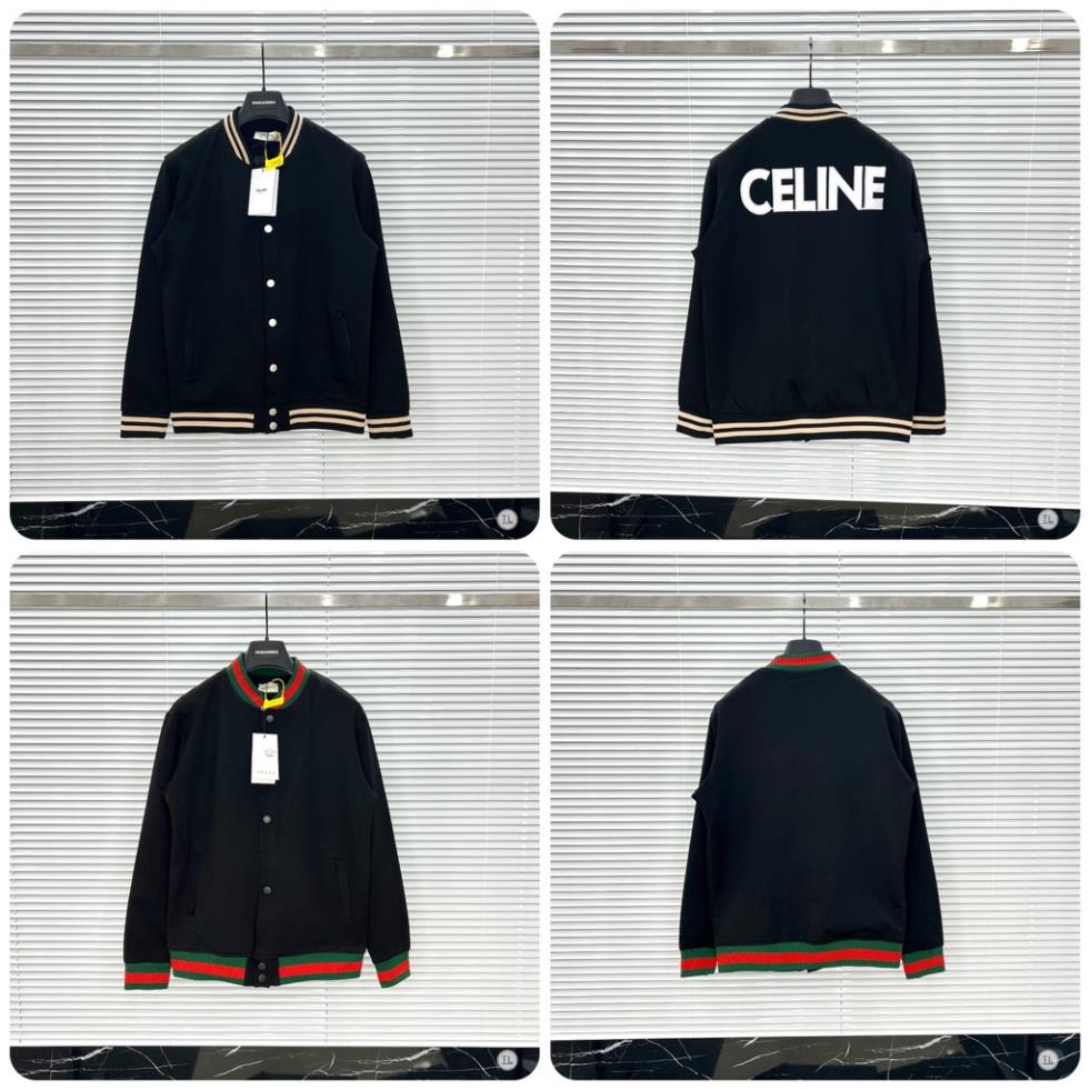 Áo Bomber Cline Thêu Chữ Sau Áo Siêu Đẹp - Áo Bomber GC Nam Viền Kẻ Đỏ Xanh Siêu Chất