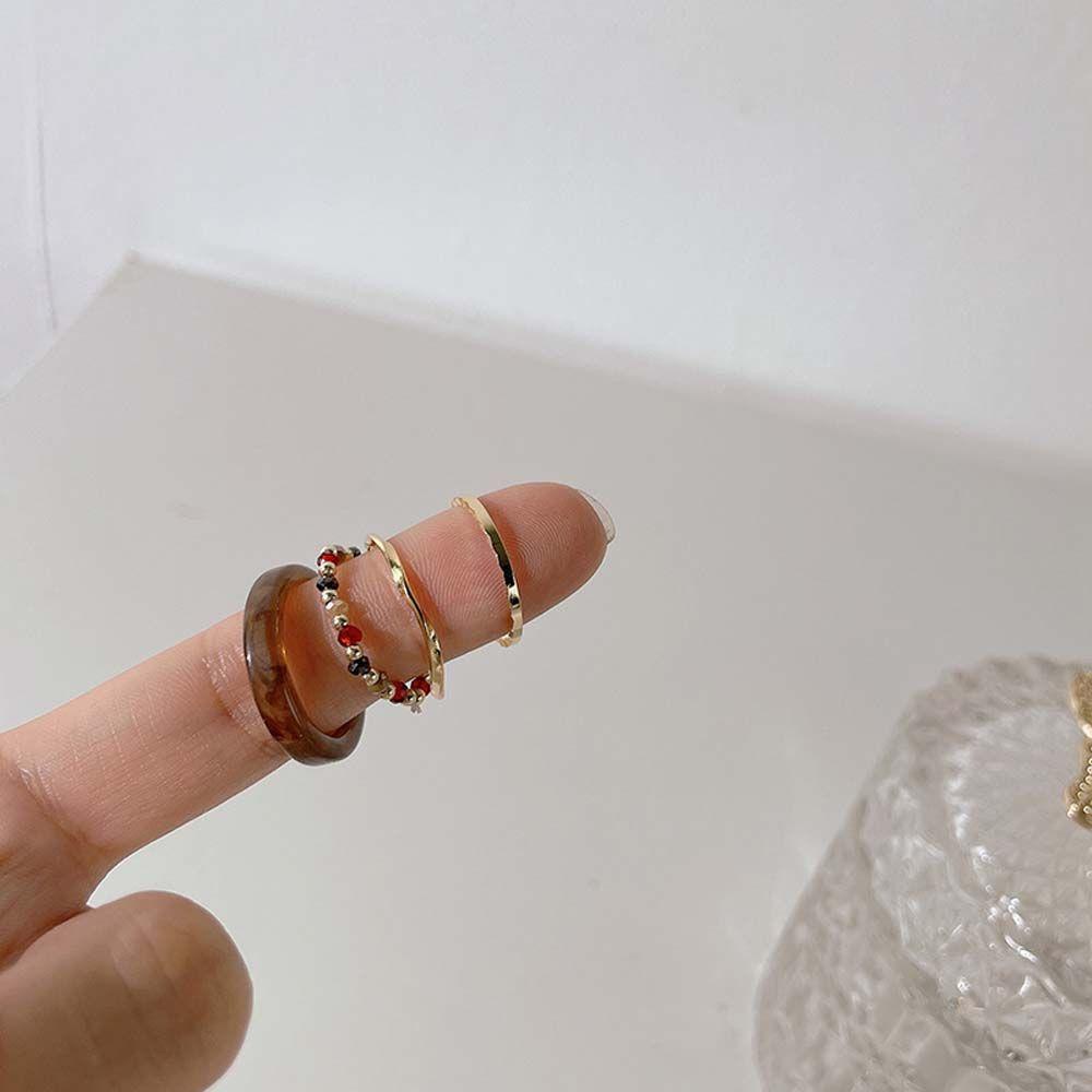 Set Nhẫn Resin Nhiều Màu Sắc Phong Cách Hàn Quốc Cổ Điển Dành Cho Nữ