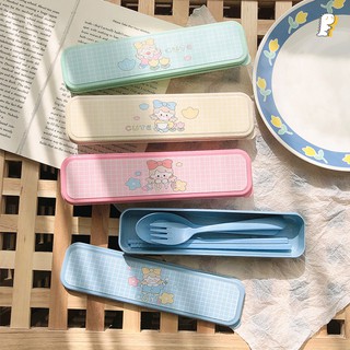 [Hàng có sẵn] Set muỗng đũa nĩa lúa mạch Cô bé