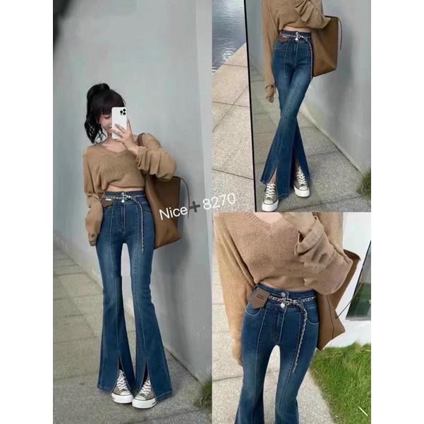 MÃ 778- QUẦN LOE GÂN XẺ GẤU 2 MÀU