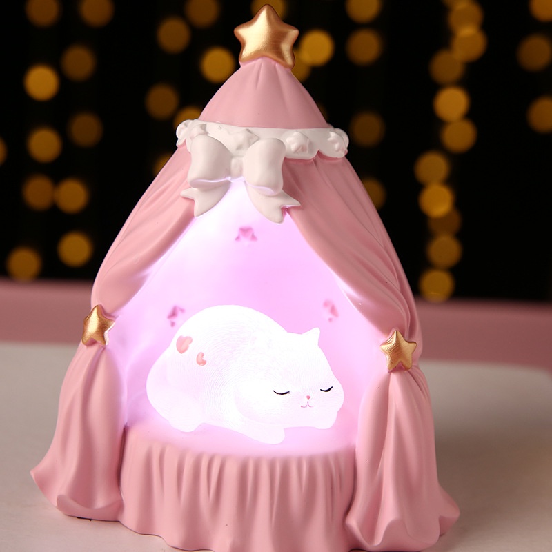 Mèo Kitty Đang Ngủ Bằng Nhựa Resin Dễ Thương Dùng Trang Trí