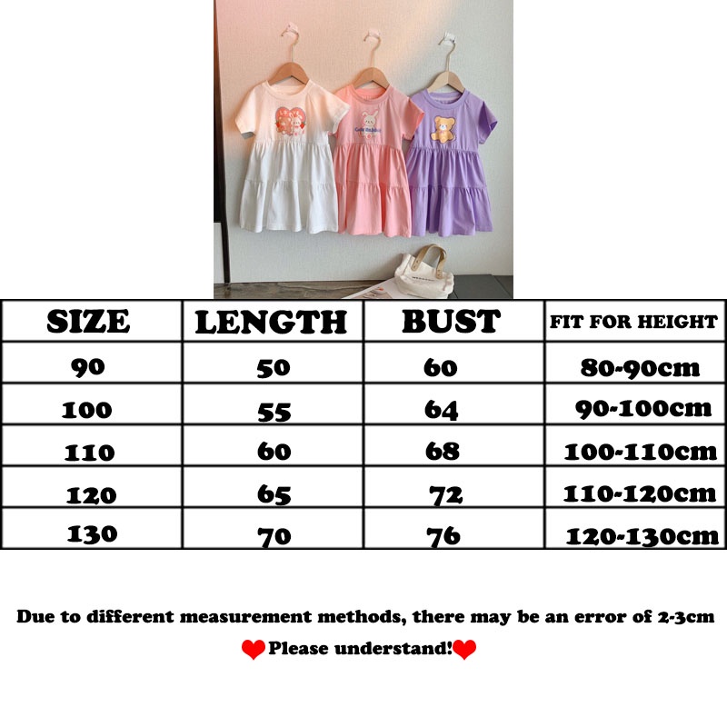 Đầm Cotton Ngắn Tay Họa Tiết Hoạt Hình Thời Trang Mùa Hè Hàn Quốc Dành Cho Bé Gái 2023