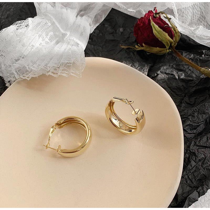 Hoa tai kim loại thiết kế đơn giản cho nữ A0016