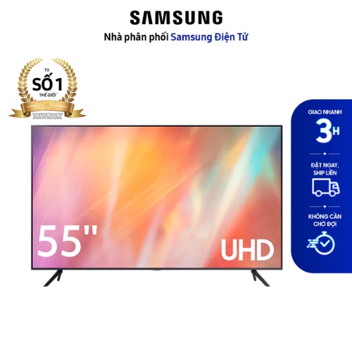 Smart Tivi Samsung Crystal UHD 4K 55 inch UA55AU7700KXXV - Miễn phí lắp đặt