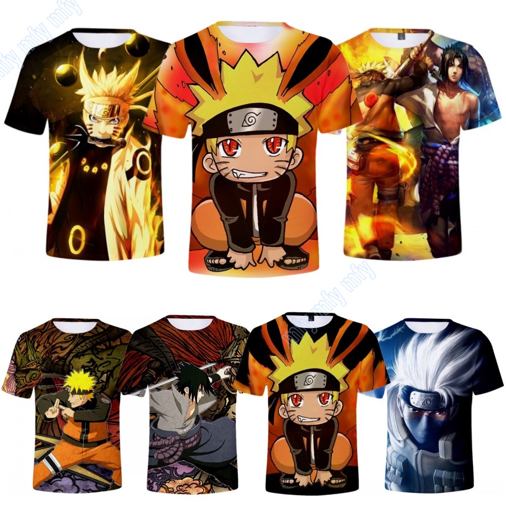 Áo Thun Tay Ngắn In Hình Naruto Sasuke Kakashi Cho Bé Trai & Gái