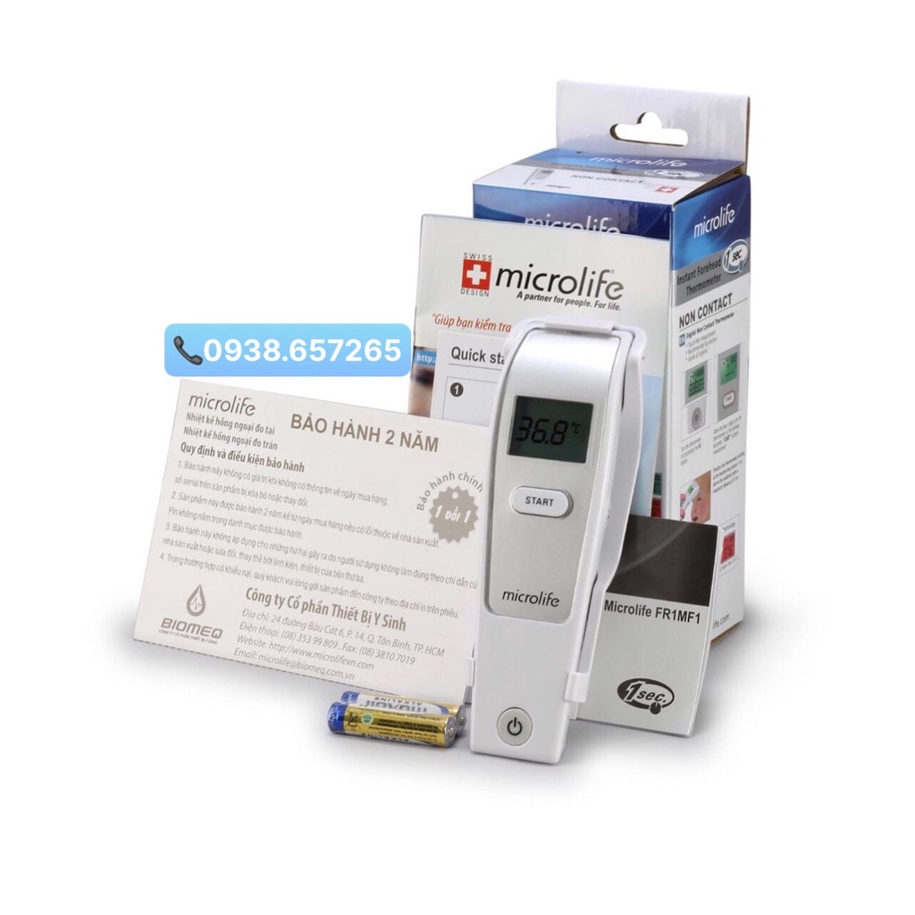 Nhiệt kế hồng ngoại đo Trán Microlife FR1MF1 đo không tiếp xúc - đo nhanh - an toàn và chính xác - BH 2 năm