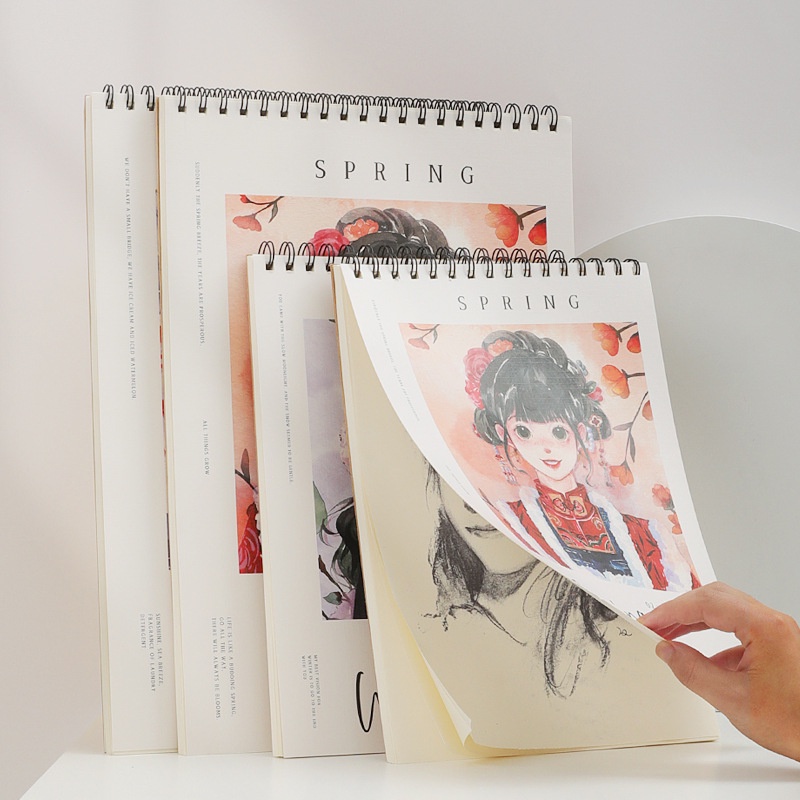Sketchbook Vẽ Ký Họa - Sổ Vẽ Phác Thảo Chì Gáy Lò Xo A4 Nhiều Mẫu Tùy Chọn