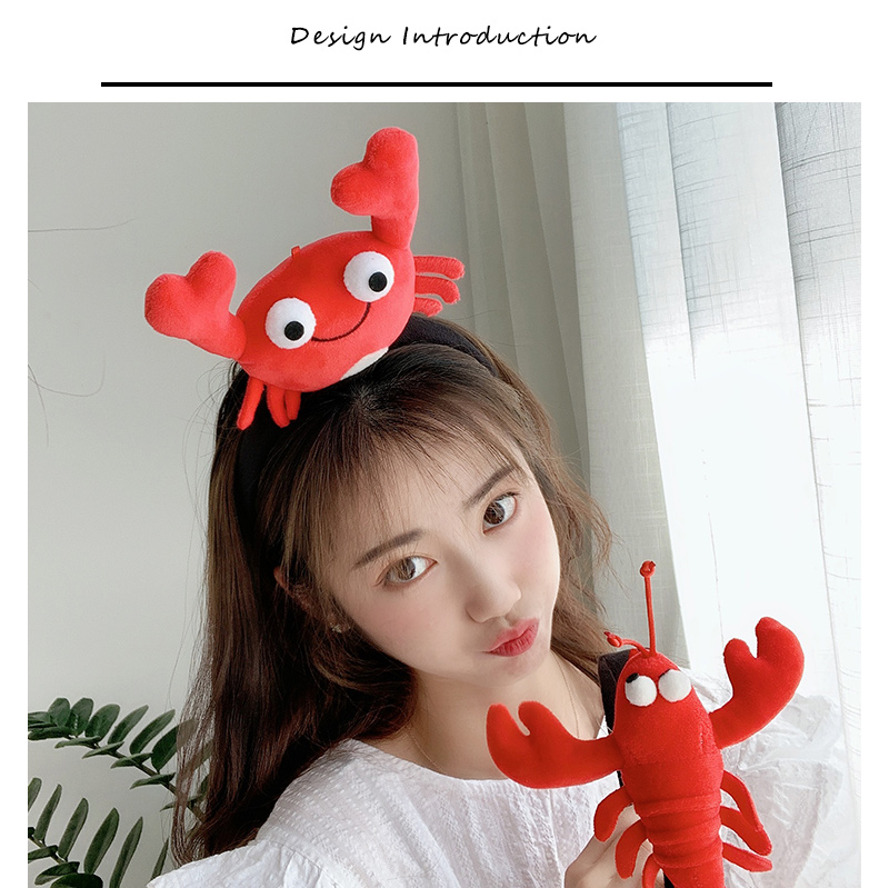 Cute Cartoon Crayfish Headband Funny Photo Hairpin Plush Animal Headband