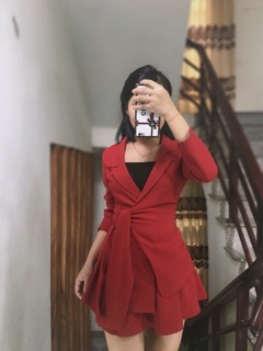 [HÀNG THIẾT KẾ] Set vest chân váy xoè đỏ