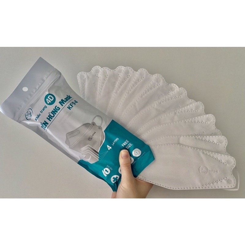 4 LỚP CÓ GIẤY KHÁNG KHUẨN - 1 bịch 10 cái Khẩu trang KF94 kiểu Hàn Quốc hiệu Tiến Hùng chống Bụi Mịn Và Kháng Khuẩn