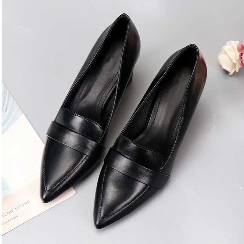 Giày Cao Gót Da Mềm Mũi Nhọn Thời Trang Xuân Thu Cho Nữ