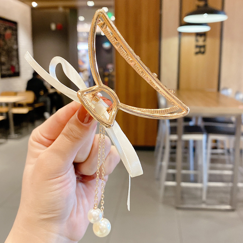 Kẹp tóc trang trí cây kéo đính ngọc trai nhân tạo thời trang phong cách Hàn Quốc 2021