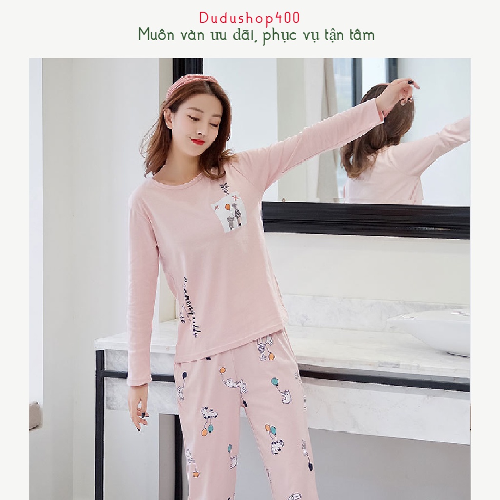 Đồ bộ nữ dài tay dễ thương, Đồ ngủ nữ cotton thun dài tay