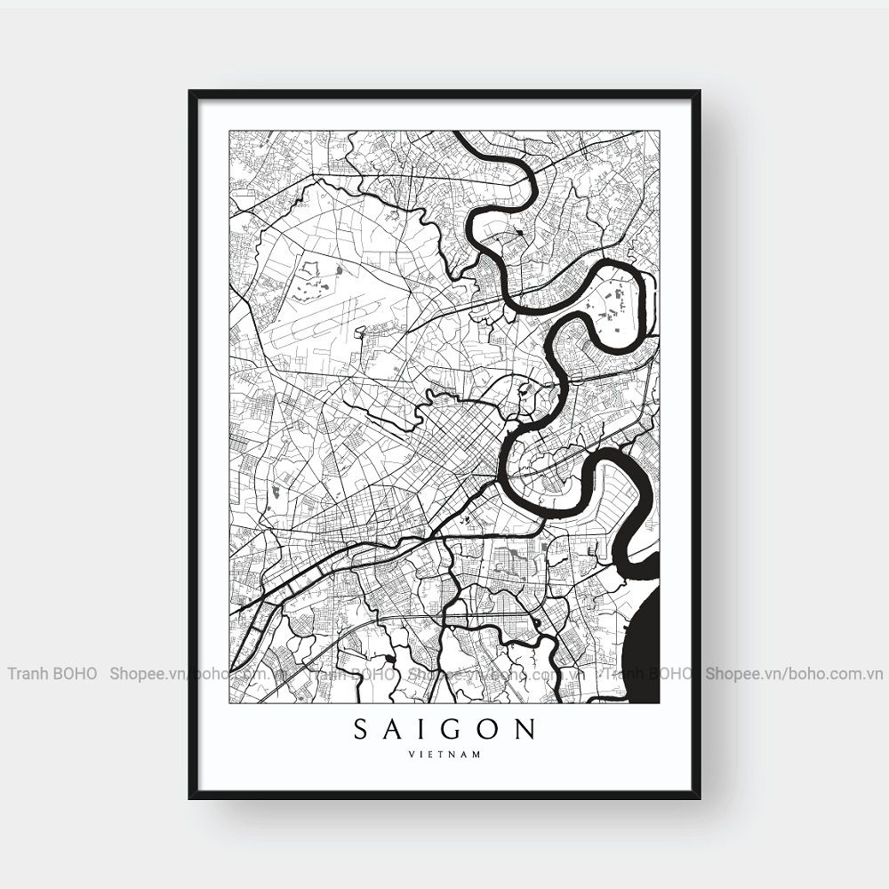 Tranh Sài Gòn decor treo tường kích thước 50*70cm, tặng kèm đinh 3 chân treo tranh, bảo hành 12 tháng