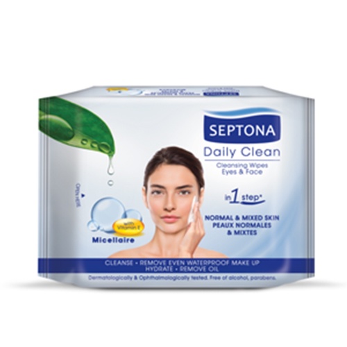 Khăn ướt tẩy trang hằng ngày SEPTONA Vitamin E và Micellaire 20 tờ