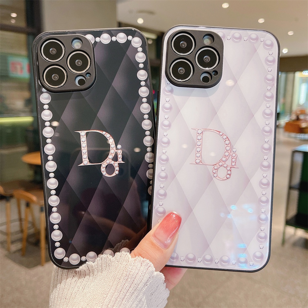 Ốp Điện Thoại Mặt Kính In Họa Tiết Thời Trang Có Tấm Bảo Vệ Ống Kính Cho IPhone 13 12 11 Pro Max XS Max