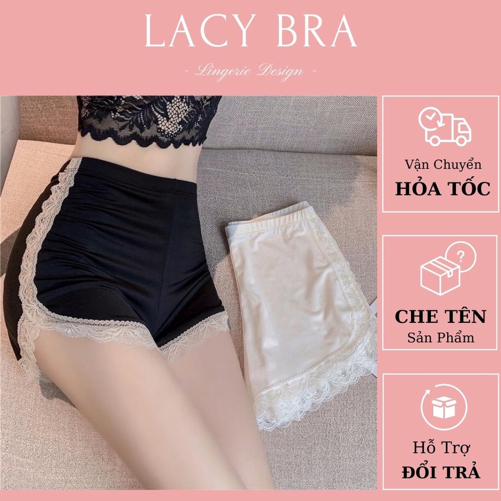 Quần Đùi Ngủ Thun Mềm Co Giãn Phối Viền Ren Xinh Xắn Lacy Bra