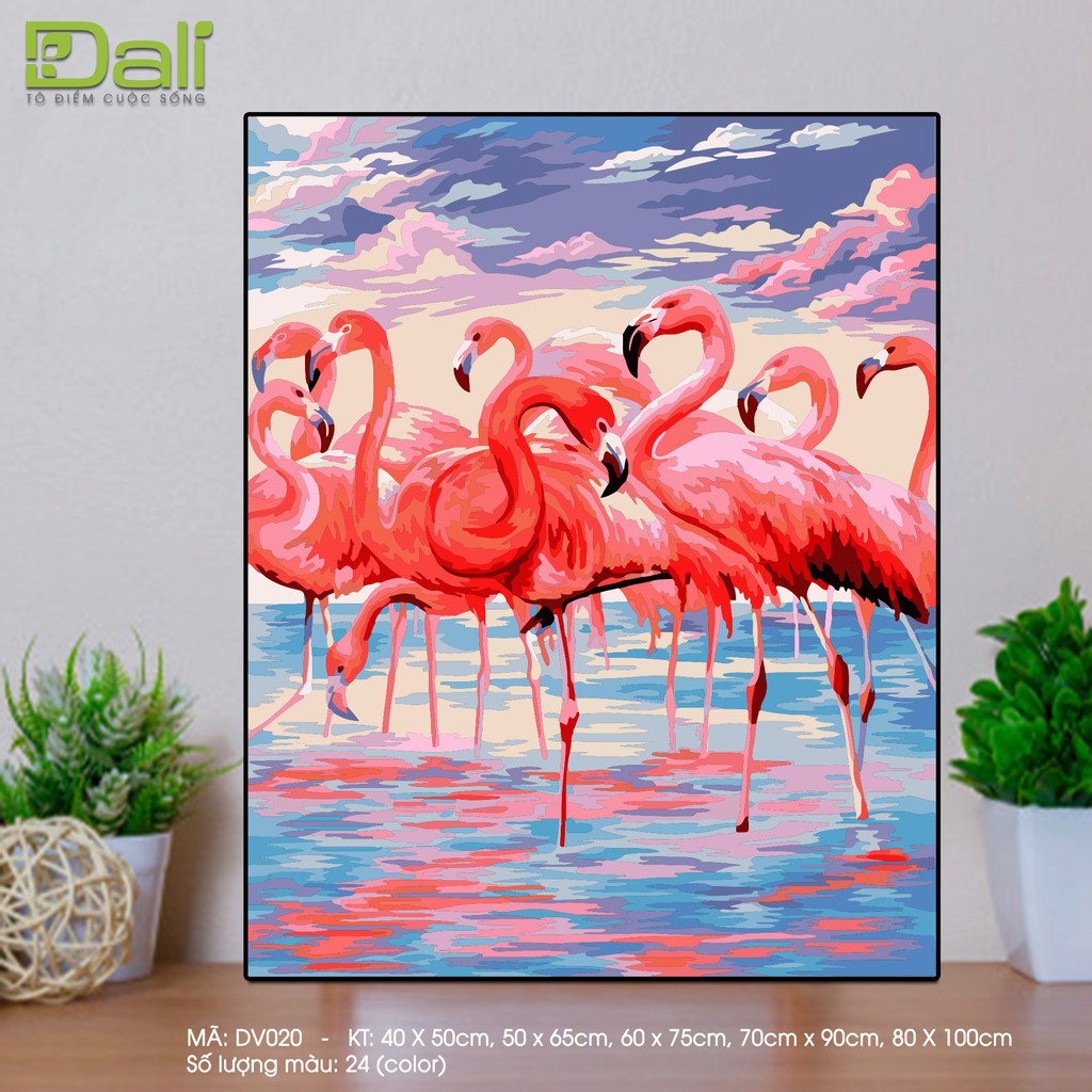 TRANH SƠN DẦU SỐ HÓA HÌNH HỒNG HẠC DV020 - TRANH TỰ TÔ THEO SỐ CÓ CĂNG SẴN KHUNG | BigBuy360 - bigbuy360.vn