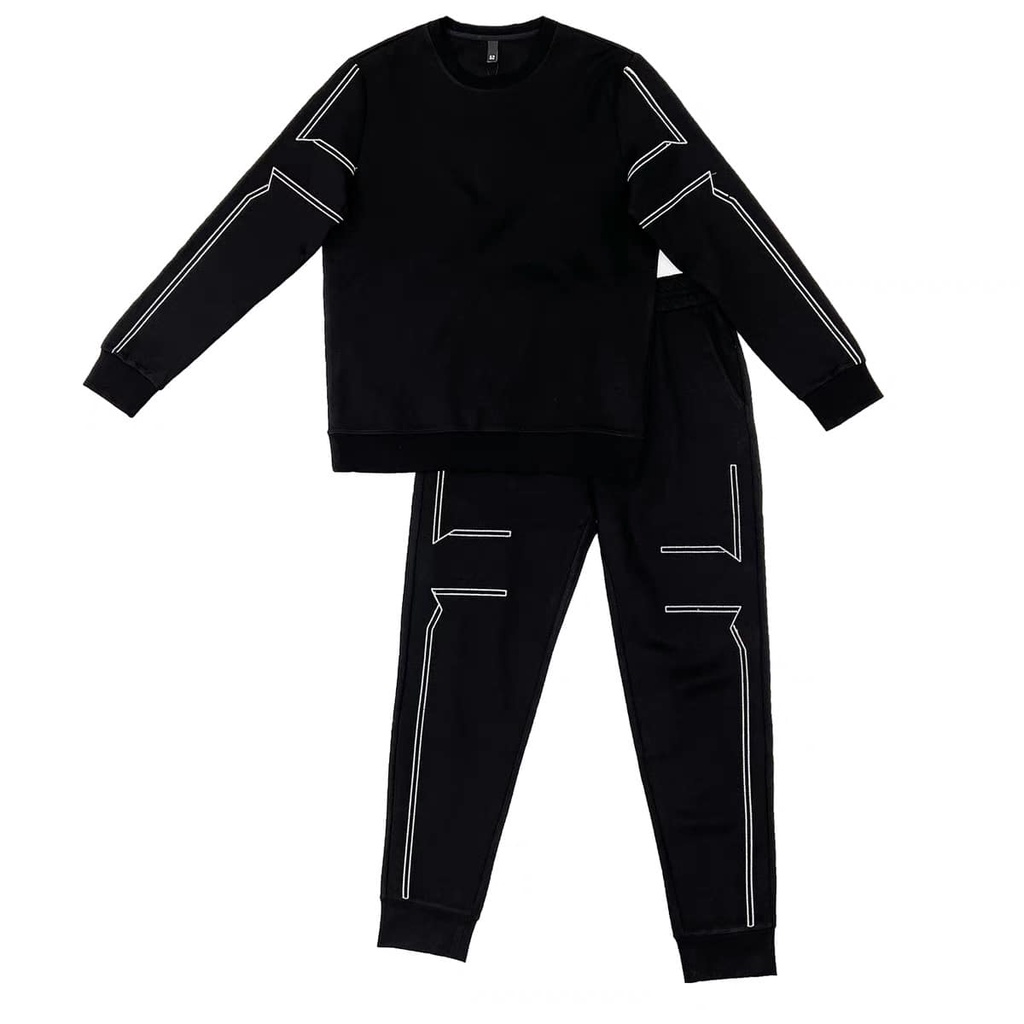 Bộ đồ thể thao Nam Hàn Quốc Áo len mỏng giản dị Cá tính Bộ hai mảnh, Nỉ Ngoại Dày Dặn Ấm Áp