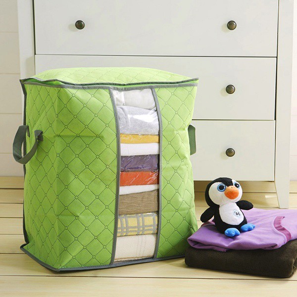 Túi vải to kích thước 60x40*36 cm không dệt đựng quần áo chăn màn tiện dụng,đồ dùng gia đình tiện ích nhỏ gọn dễ cất xếp