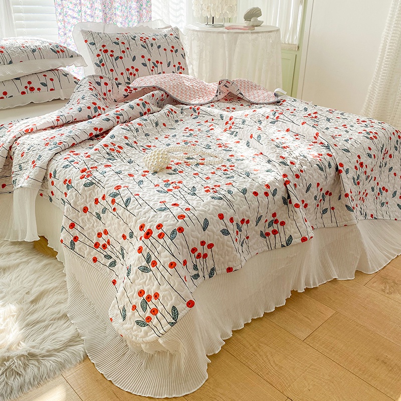 Bộ Chăn Ga Và Vỏ Gối Phối Ren Phong Cách Công Chúa Cho Giường Queen / king size