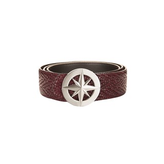 Thắt lưng nam da đan, màu đỏ Efora Leather Belt With Plaque Buckle EFR-023B-RED-D
