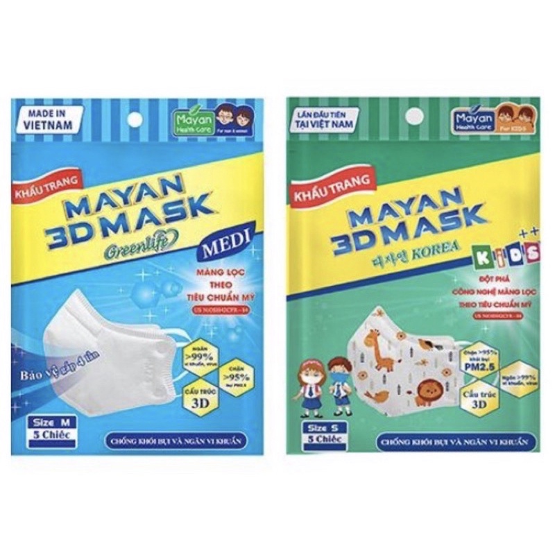 (Cao cấp) Khẩu trang y tế mayan gói 5 cái