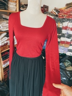 Áo croptop tay dài thun lụa mềm mịn
