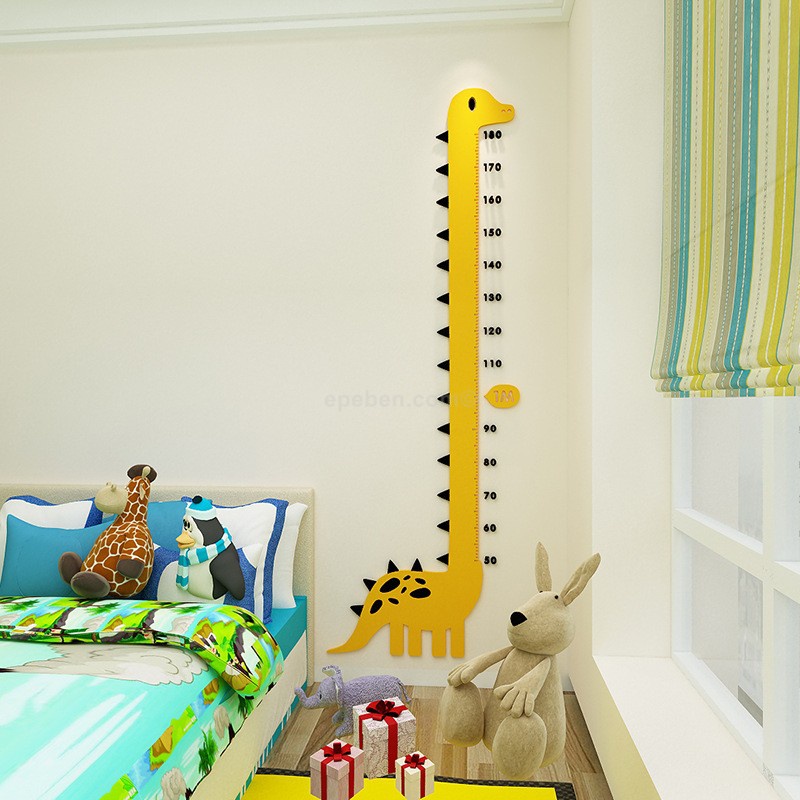 Thước đo chiều cao cho bé Khủng Long Cổ Dài Tranh dán tường mica 3d decor Nhiều Size - EPeBen