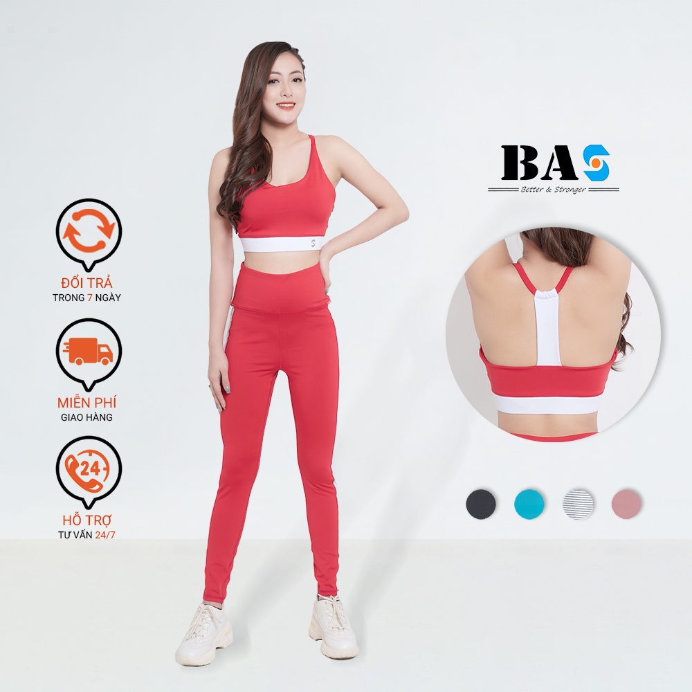 Bộ quần áo thể thao tập gym yoga Aerobic BAS phối màu trẻ trung, hiện đại - S40021